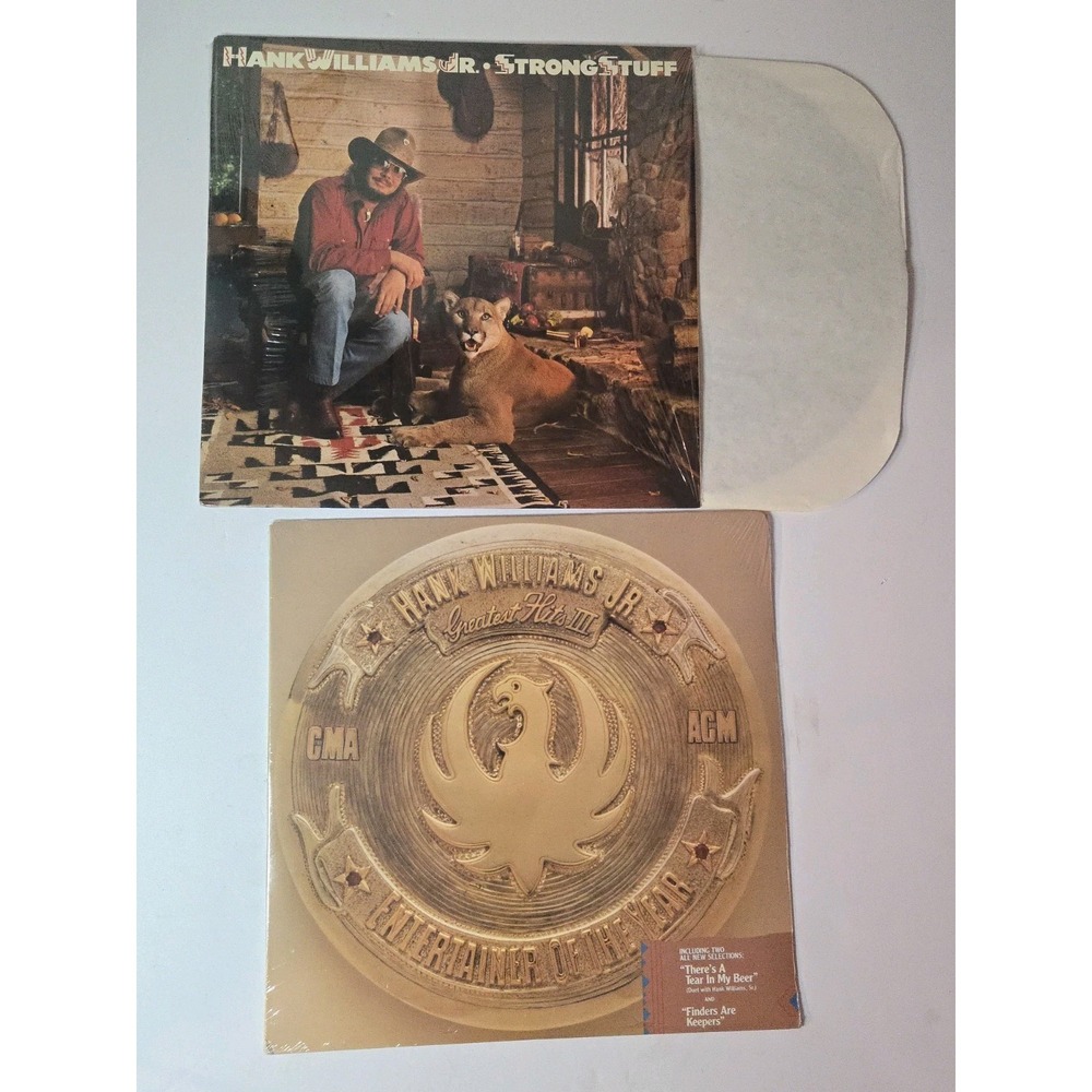 Lot 2 Hank Willams Jr Vinyl Greatest Hits III-SEALED & Strong Stuff - Opened